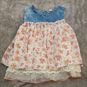 Floral Baby Dress with Denim Top 12-18 Months
